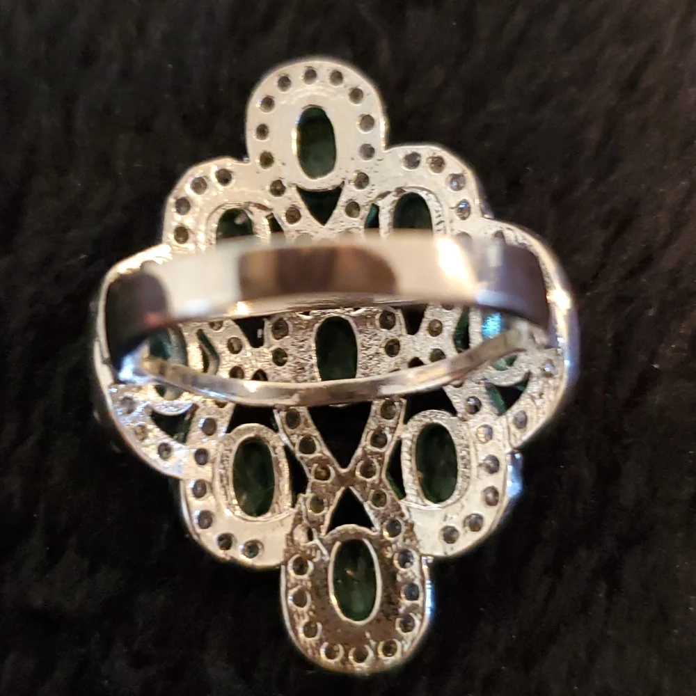 Sterling Silver Large Blue Topaz Ring 7 - Picture 2 of 7